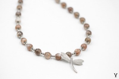 Collier libellule pierre de lune